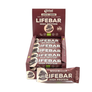 Lifefood caja barritas choco verde proteinas